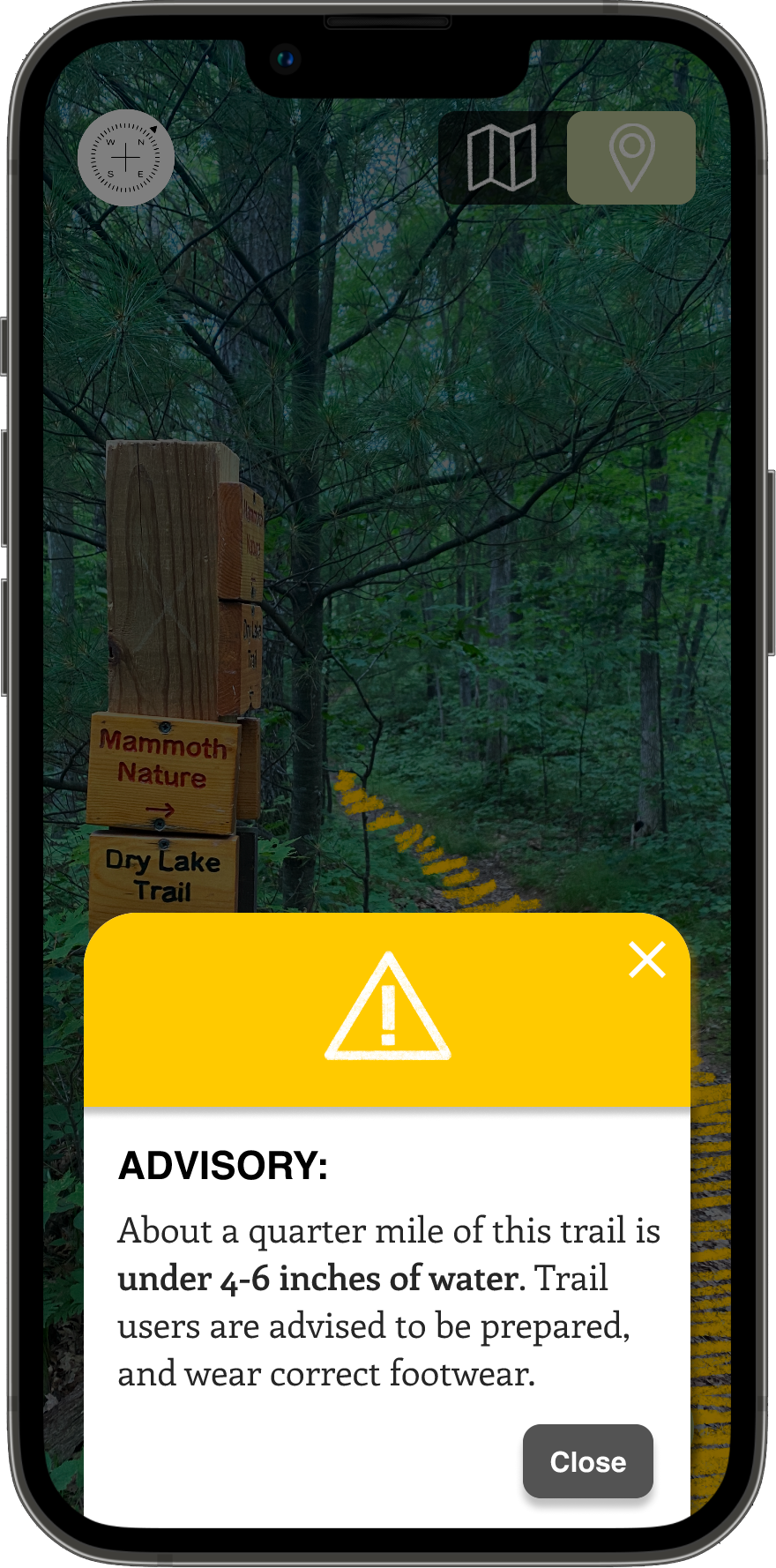 mockup of advisory alert example